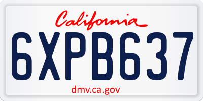 CA license plate 6XPB637