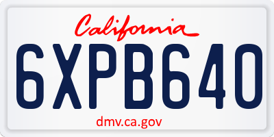 CA license plate 6XPB640