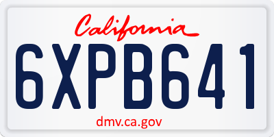 CA license plate 6XPB641
