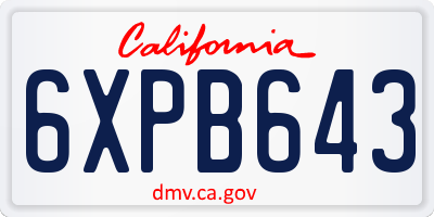 CA license plate 6XPB643