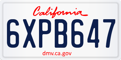 CA license plate 6XPB647