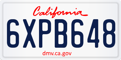 CA license plate 6XPB648