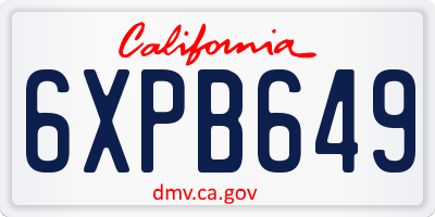 CA license plate 6XPB649