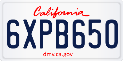 CA license plate 6XPB650