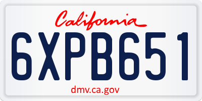 CA license plate 6XPB651