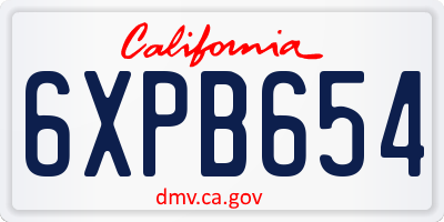 CA license plate 6XPB654