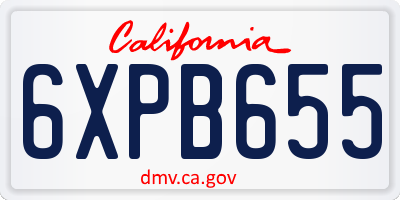 CA license plate 6XPB655