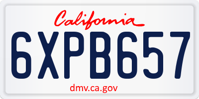 CA license plate 6XPB657