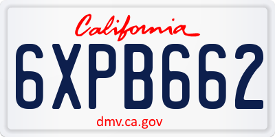 CA license plate 6XPB662