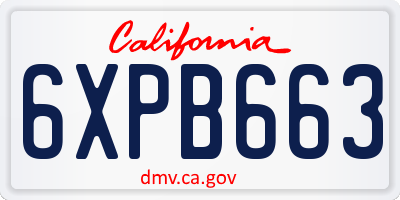 CA license plate 6XPB663