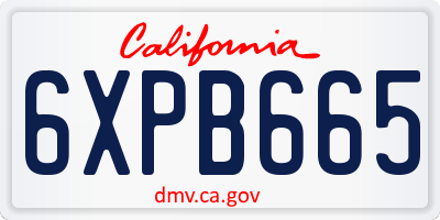 CA license plate 6XPB665