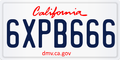 CA license plate 6XPB666