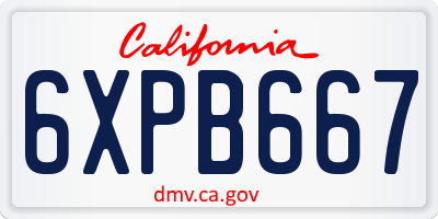 CA license plate 6XPB667