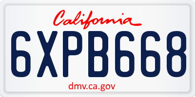 CA license plate 6XPB668