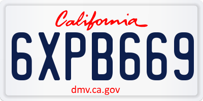 CA license plate 6XPB669
