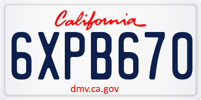 CA license plate 6XPB670