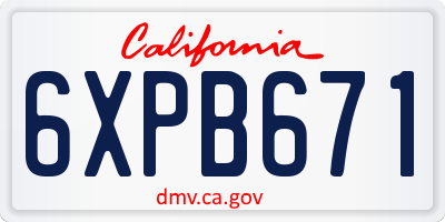 CA license plate 6XPB671