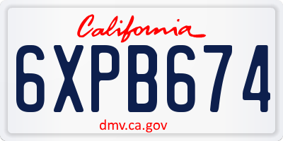 CA license plate 6XPB674
