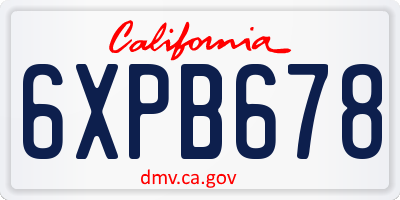 CA license plate 6XPB678