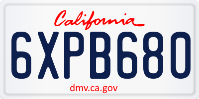 CA license plate 6XPB680