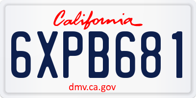 CA license plate 6XPB681