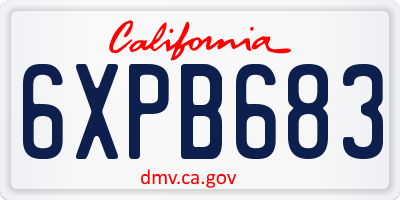 CA license plate 6XPB683