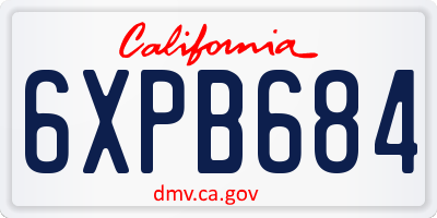 CA license plate 6XPB684