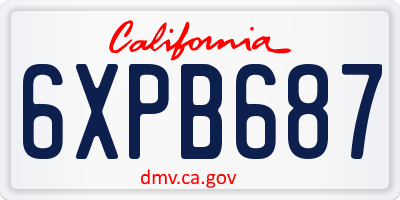 CA license plate 6XPB687