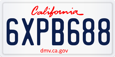 CA license plate 6XPB688
