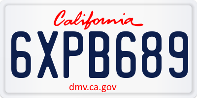 CA license plate 6XPB689