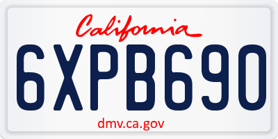 CA license plate 6XPB690