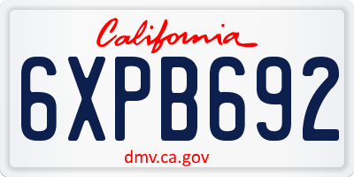 CA license plate 6XPB692