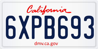 CA license plate 6XPB693