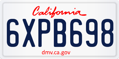 CA license plate 6XPB698
