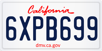CA license plate 6XPB699