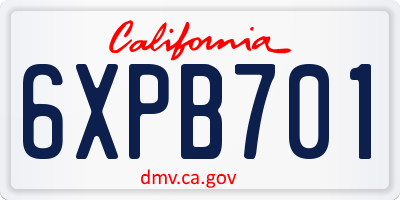 CA license plate 6XPB701