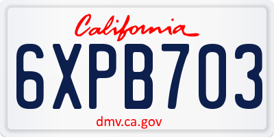 CA license plate 6XPB703