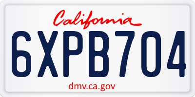 CA license plate 6XPB704
