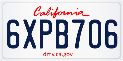 CA license plate 6XPB706