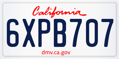CA license plate 6XPB707