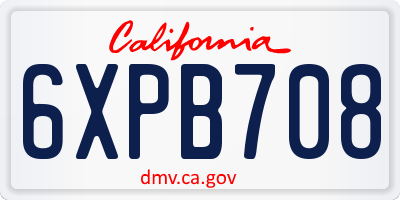 CA license plate 6XPB708