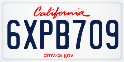 CA license plate 6XPB709