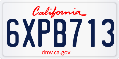 CA license plate 6XPB713