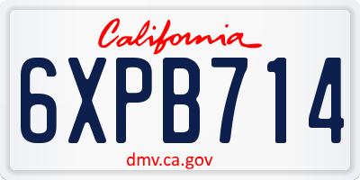 CA license plate 6XPB714