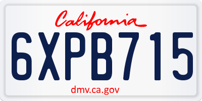 CA license plate 6XPB715
