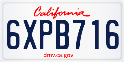 CA license plate 6XPB716