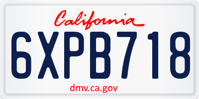 CA license plate 6XPB718