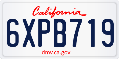 CA license plate 6XPB719