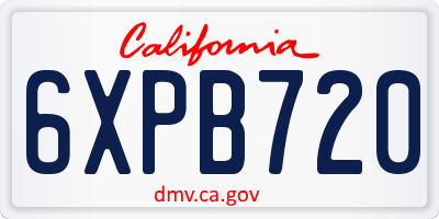 CA license plate 6XPB720