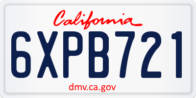 CA license plate 6XPB721